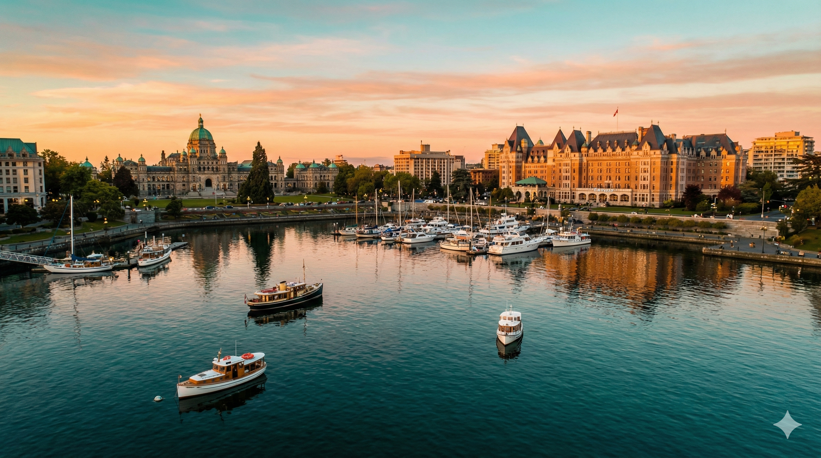 Victoria Inner Harbour at golden hour
